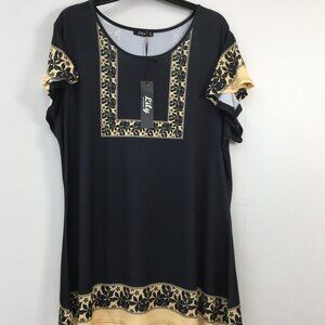 Black and Tan Relaxed Short Sleeve Tunic